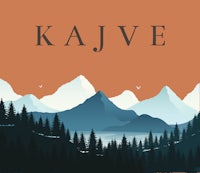 a poster for kavve with mountains and trees